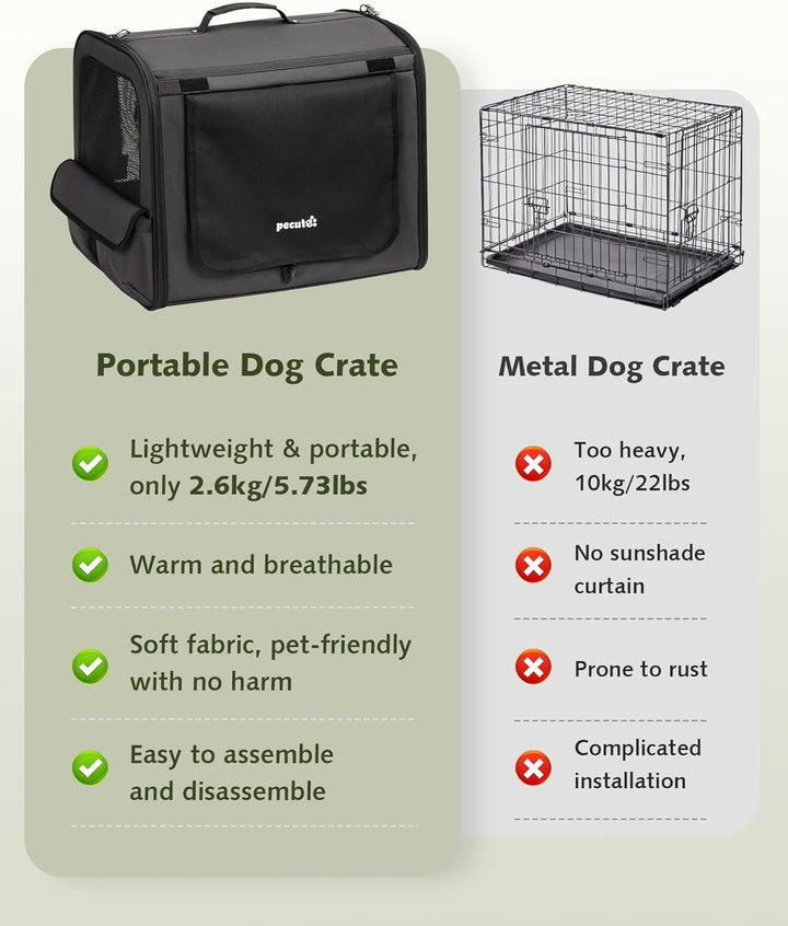 pecute Hundebox Faltbar Hundetransportbox Stabil Auto Transportbox Hund 61 x 52 x 45 cm, Leicht Katz
