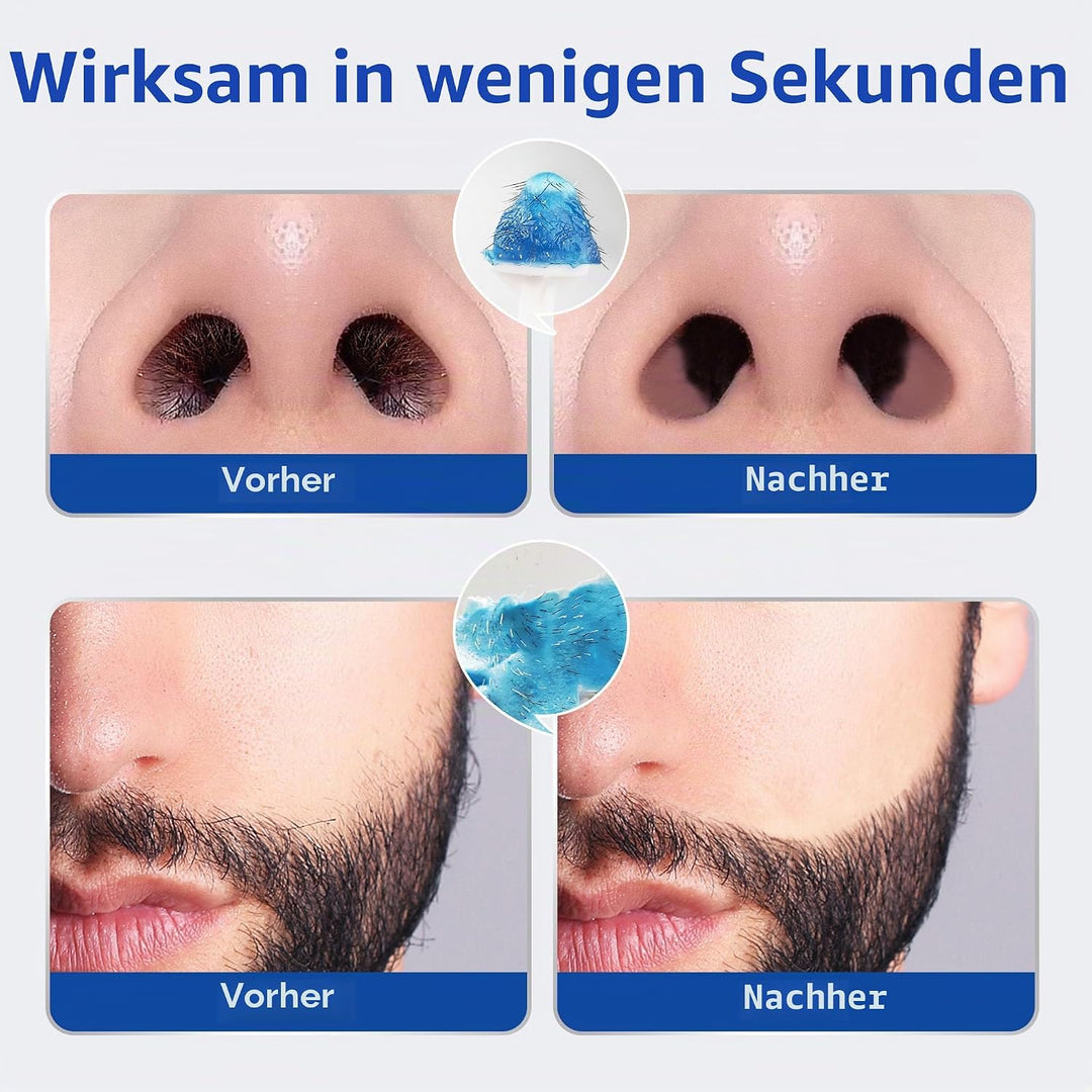 Nasenwachs-Set für Männer, Ohrhaarentfernung mit 50 g Wachsbohnen, 30 Applikatoren, 10 Schnurrbart-S