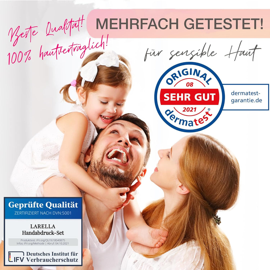 larella 3D Handabdruck-Set für Paare - mit 3 FARBEN - Geschenk-Idee für Pärchen & Familie - MADE in