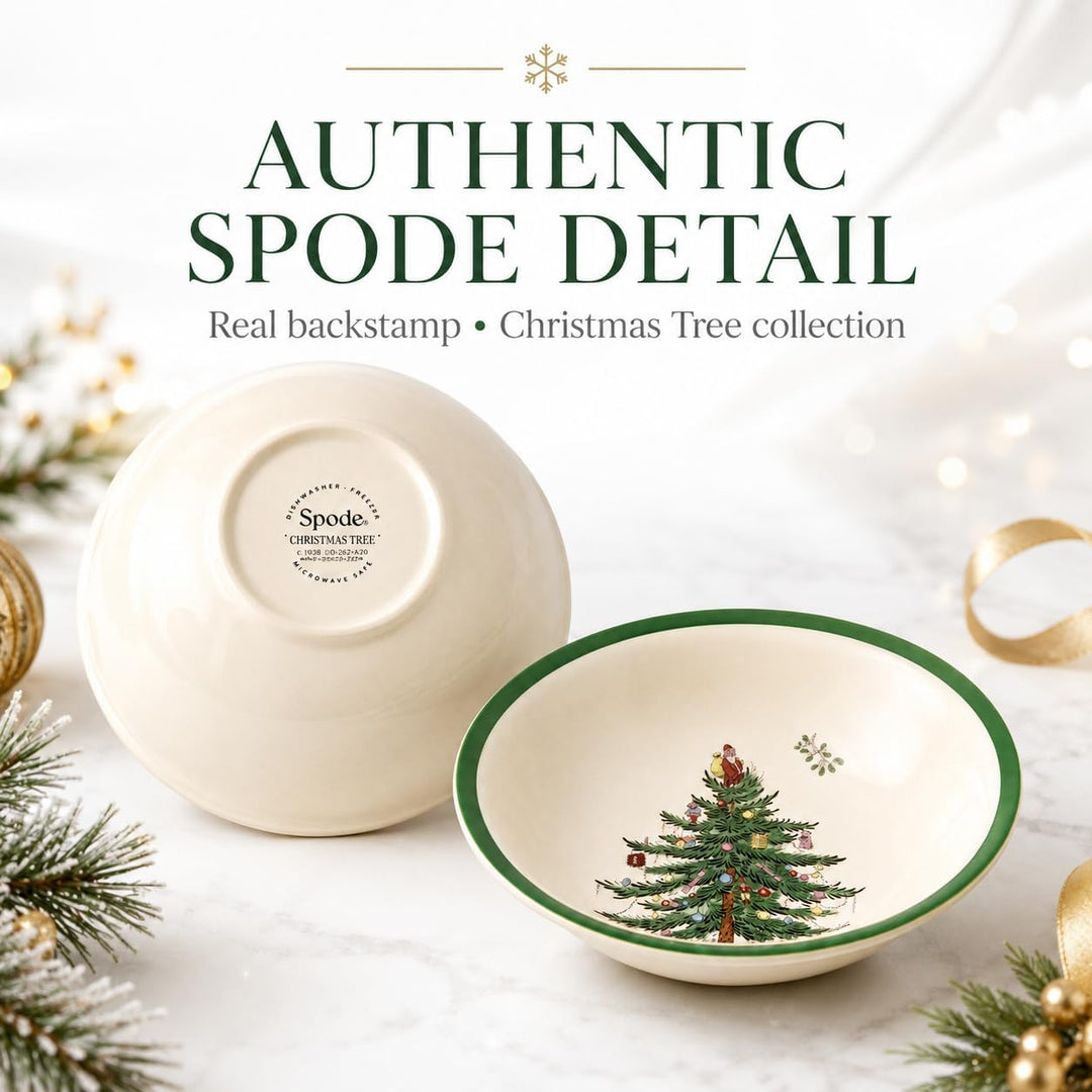 Portmeirion Spode Weihnachtsbaum, 5,5 Zoll Müslischalen Set, Steingut Schalen für Frühstück, Haferfl