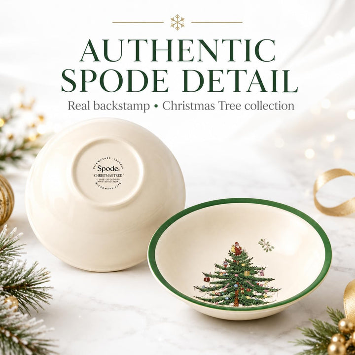 Portmeirion Spode Weihnachtsbaum, 5,5 Zoll Müslischalen Set, Steingut Schalen für Frühstück, Haferfl
