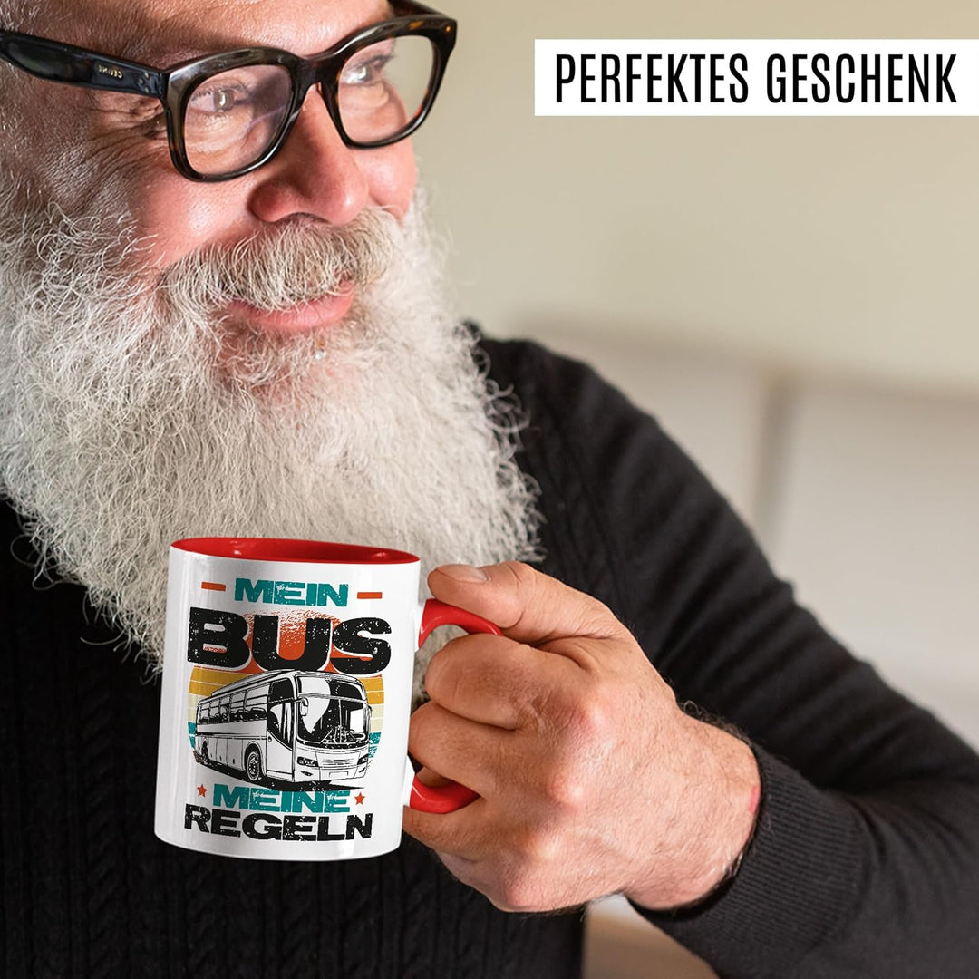 Tasse Busfahrer Geschenk Mein Bus meine Regeln, Kaffeetasse Busfahrerin Transport Arbeit Humor Witzi