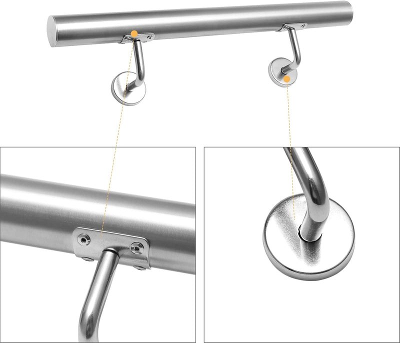 Ansobea Handlauf 50cm,Edelstahl Treppengeländer langer Geländer, für Innen- und Aussentreppen,Handla