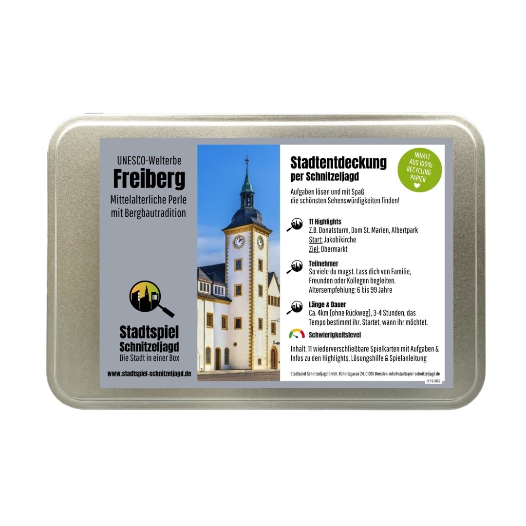 Schnitzeljagd Freiberg - Stadtspiel Freiberg für Touristen, Familien oder Teamevents. Entdecke Freib