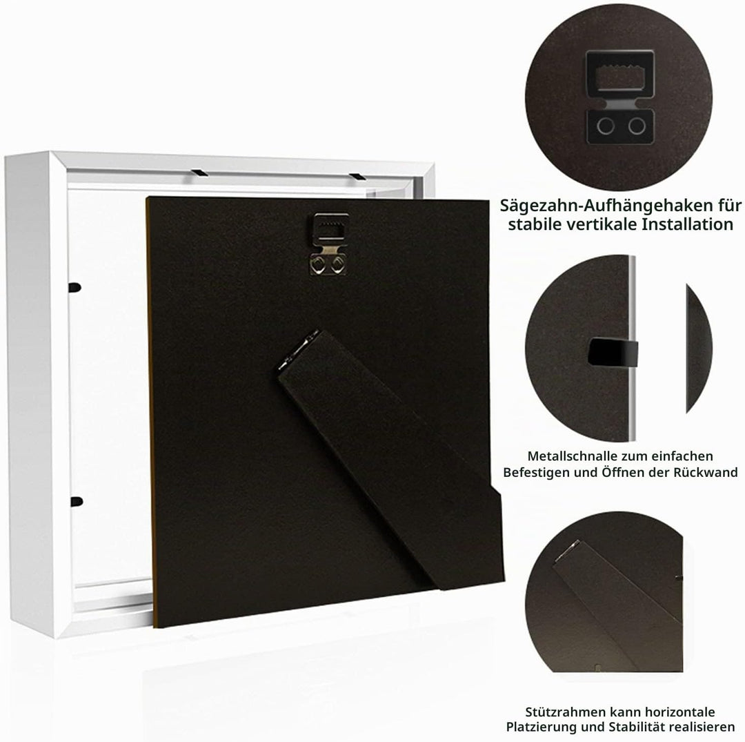 sunmeg 2Pcs 3D Bilderrahmen zum Befüllen 30 x 30cm Bilderrahmen Tief 3D Objektrahmen Hölzern bis 3cm