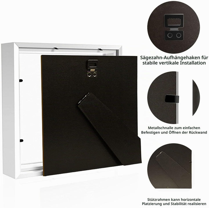 sunmeg 2Pcs 3D Bilderrahmen zum Befüllen 30 x 30cm Bilderrahmen Tief 3D Objektrahmen Hölzern bis 3cm