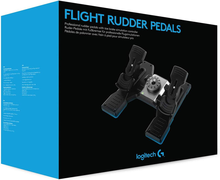 Logitech G Saitek Pro Flight Rudder Pedals, Pedale mit Zehenbremse zur Rudersteuerung für Flug Simul