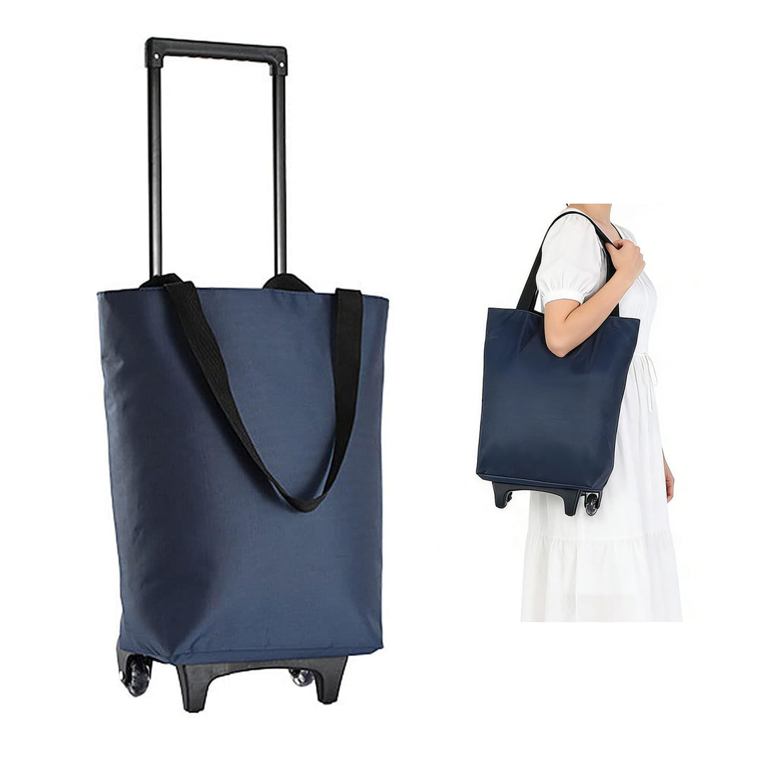 2-in-1 Einkaufstrolley Klappbar, 30L Faltbarer Einkaufstrolley, wasserdichte Einkaufstasche mit Roll