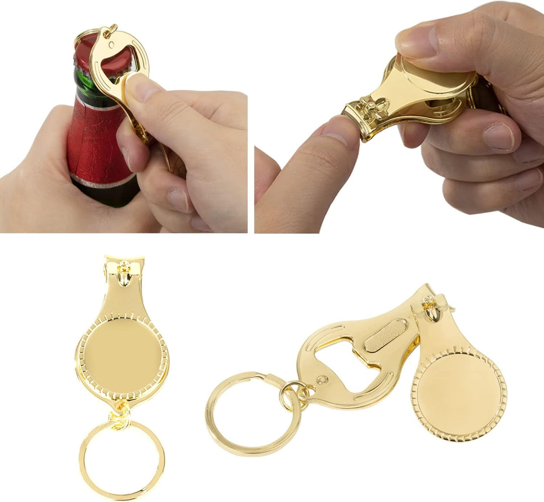 30pcs Personalisierte Gold Flaschenöffner Nagelknipser Schlüsselanhänger Vielseitig & Langlebig, Pri