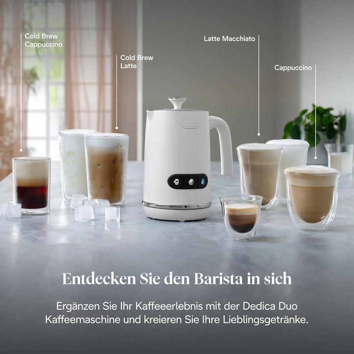 De'Longhi Elektrischer Milchaufschäumer LatteMix EMF3.W, für heisse & kalte Milch & pflanzlichen Alt