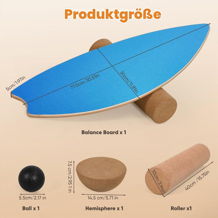 Balance Board für Erwachsene - Gleichgewichtstraining &amp; Core Training für Heimtraining, Holz Wobble
