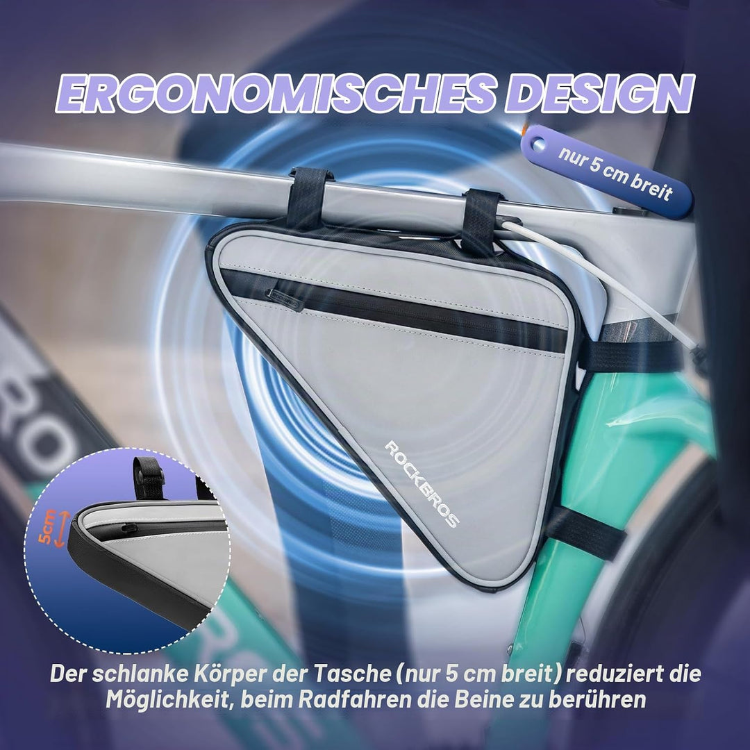 ROCKBROS Fahrradtasche Tasche für Fahrrad Dreiecktasche Reflektierende Rahmentasche für MTBs, Rennrä