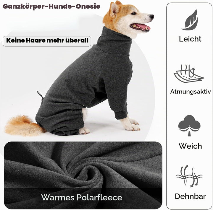 Dotoner Fleece Hundepullover Wintermantel Hundemantel Grosse Hunde Fleecejacke mit Beinen Hundebadem