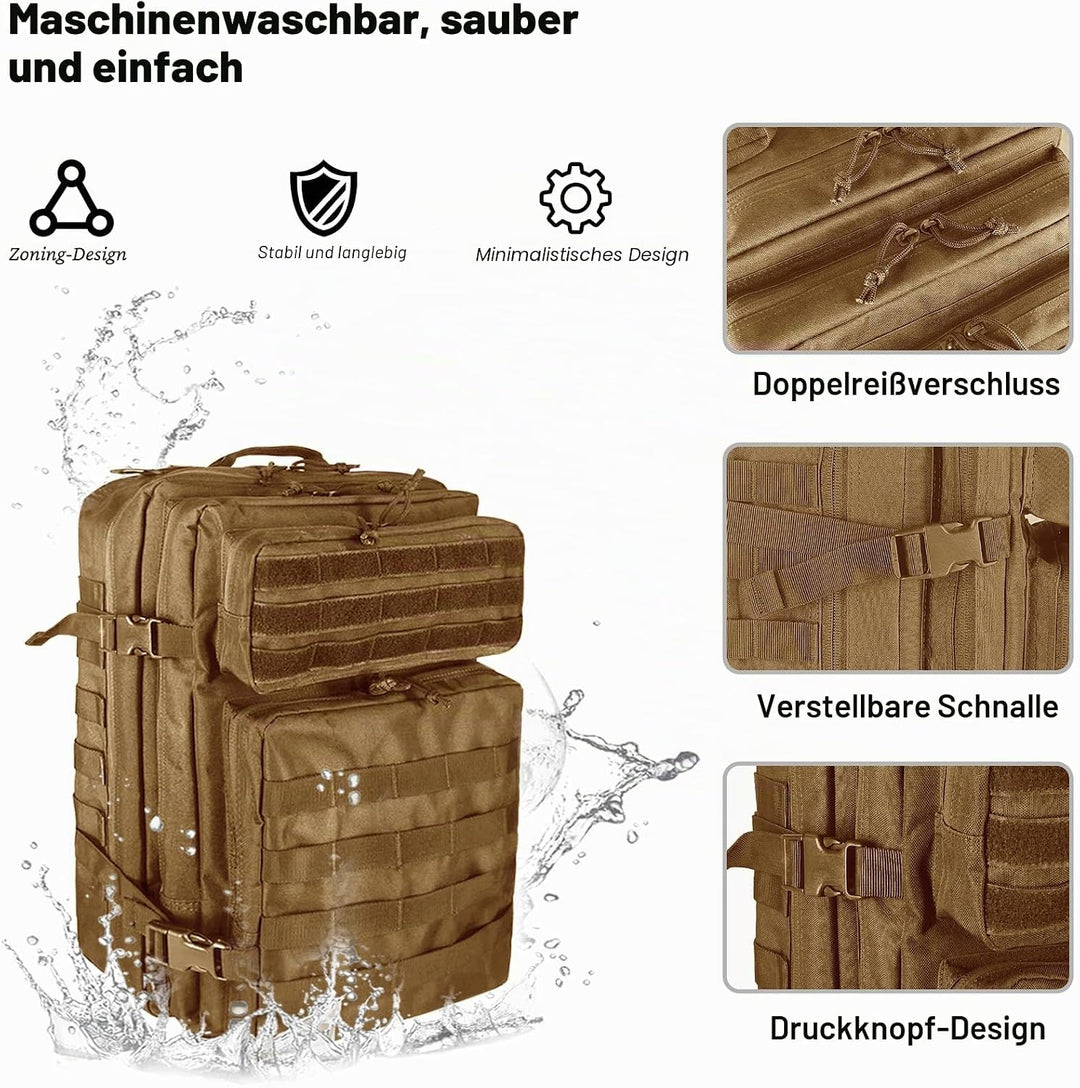 45L Militär Taktische Rucksack,Grosse Kapazität 3 Tage Armee Assault Pack Bag Go Bag Rucksack für Wa
