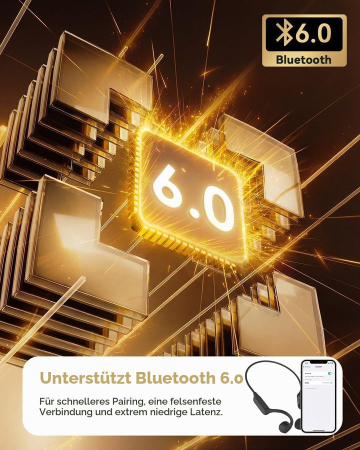 ANSTEN Knochenschall Kopfhörer Bluetooth 6.0, Echte Bone Conduction Headphones mit Klare Sprachübert