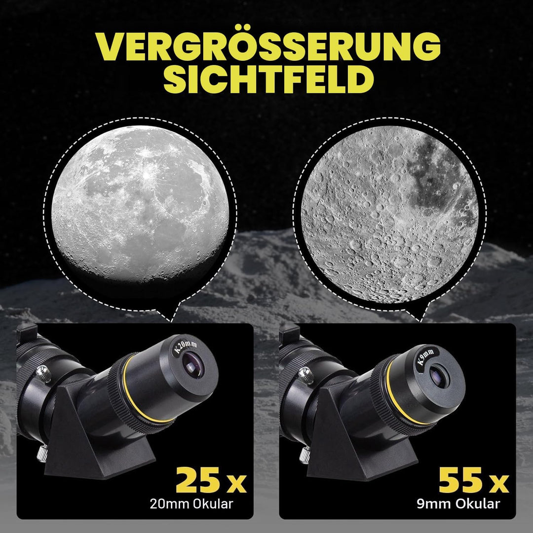 Teleskop 80mm Öffnung 500mm Refraktor Teleskop für Erwachsene, Teleskop für Kinder Anfänger w. Pro S