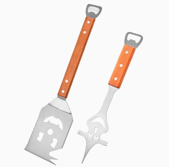 Multifunktionaler Grillwender und -Gabel,Maslasee geeignet für Grillgeräte, multifunktionales Grillb