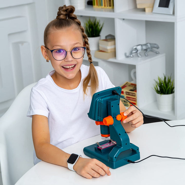 Levenhuk LabZZ DM200 Tragbares Digitalmikroskop Für Kinder Mit LCD-Display, Fernbedienung Und Präpar