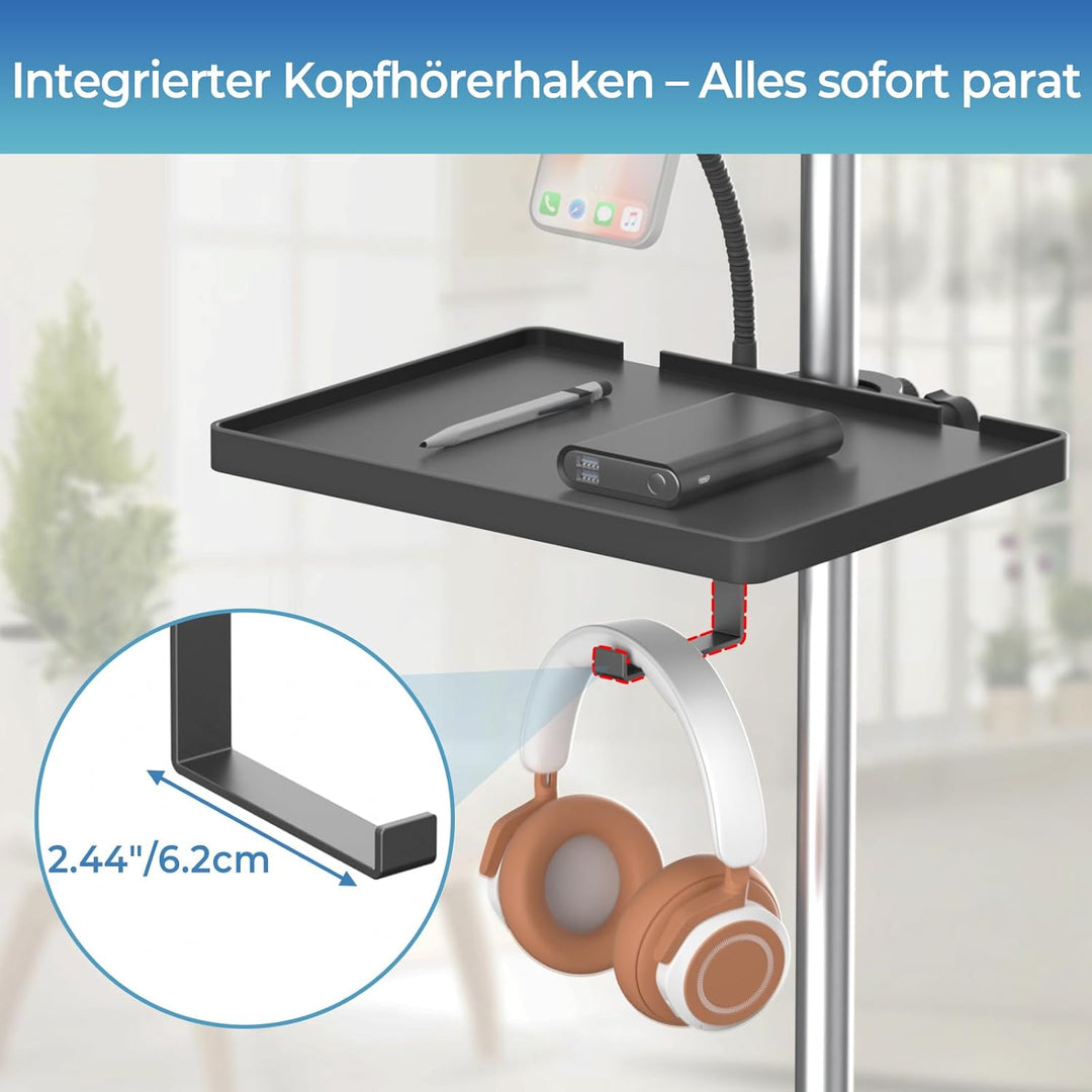 Universeller Mikrofonständer mit Telefonhalter, verstellbarer Mikrofonständer, Klammer auf dem Diens