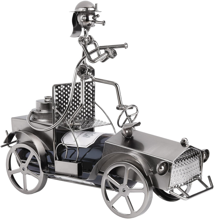 Brubaker Weinflaschenhalter Feuerwehrwagen - Löschzug mit Feuerwehrmann aus Metall mit Grusskarte fü