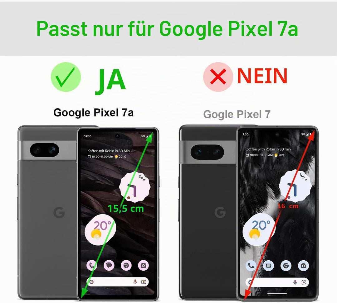 LENSUN Echtleder Hülle für Google Pixel 7a, Handyhülle [Echtes Leder] [Magnetverschluss] [RFID Schut