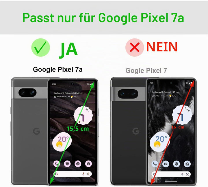 LENSUN Echtleder Hülle für Google Pixel 7a, Handyhülle [Echtes Leder] [Magnetverschluss] [RFID Schut