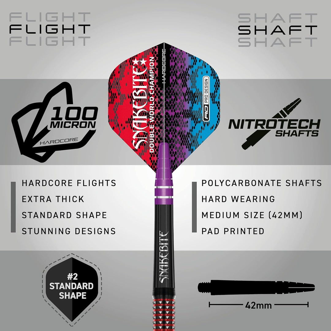 RED DRAGON Peter Snakebite Wright Spirit Edition Premium Tungsten Darts Set mit Flights und Stems 21