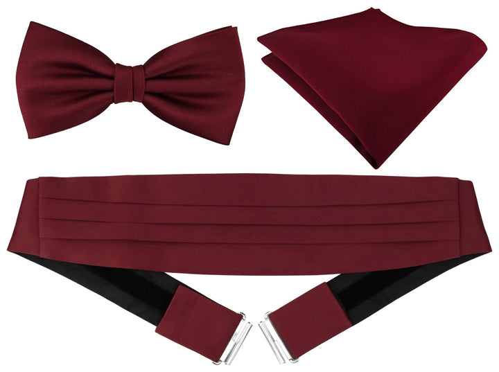 TigerTie Kummerbund Einstecktuch Satin Fliege in einfarbig Uni - Schärpe Leibbinde Bordeaux, Bordeau