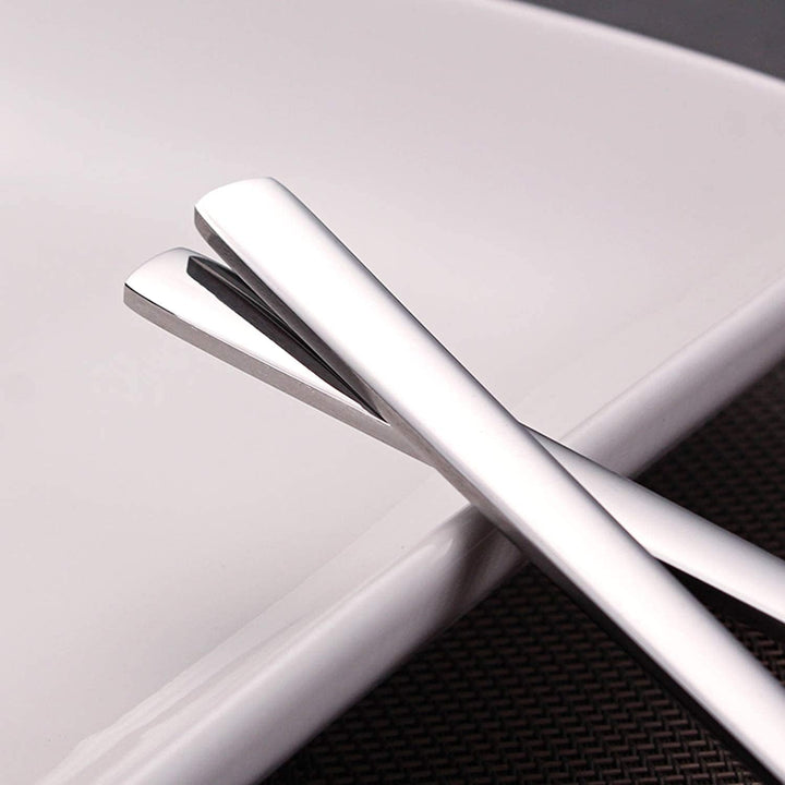 8 Stück Edelstahl 21,6 cm Koreanischer Löffel mit langen Griffen, Reislöffel, asiatischer Suppenlöff