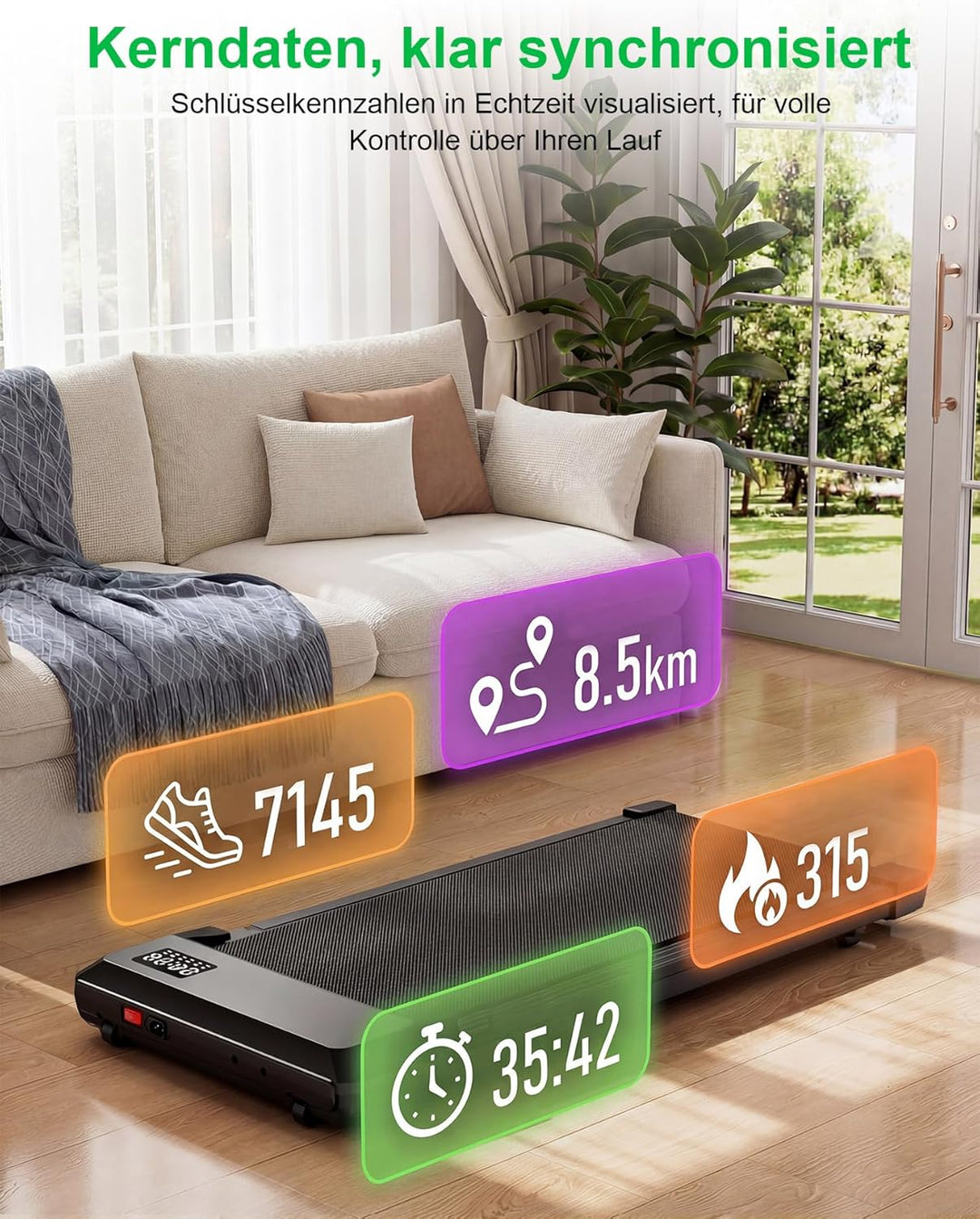 Raceable Walking Pad mit Steigung, Lacuffy Laufband für Zuhause mit APP-Steuerung, unter dem Schreib
