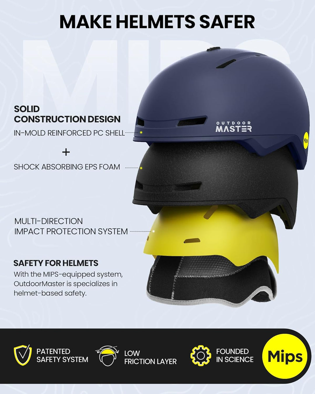 OutdoorMaster MIPS Skihelm, Snowboardhelm für Herren und Damen, Snowboard Helm mit Ventilationssyste