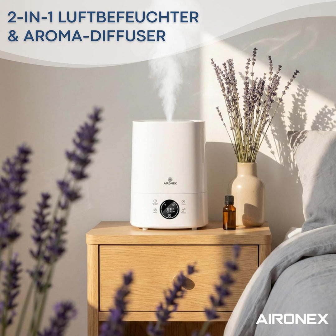 Luftbefeuchter 6 Liter – Top-Fill – Aroma – Luftbefeuchter – Humidifier – Geeignet für Wohnzimmer, B