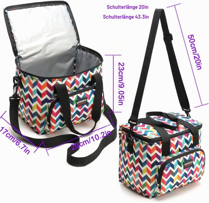 Kühltasche Gross Isolierte Lunchtasche Isoliertasche zur Unterwegs Arbeit Schule Strand Lunch Tasche