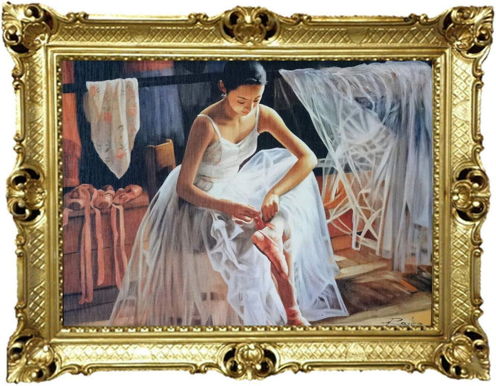 Lnxp BALLERINA BALLETT TÄNZER BILD FOTO 90X70 CM BILDERRAHMEN BILD BILDER MIT RAHMEN BAROCK Künstler