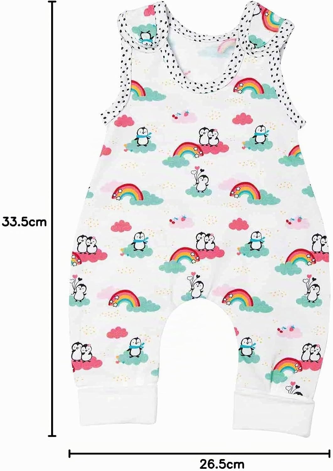 Heless 1185 - Bekleidungs-Set für Puppen im Pinguin Pünktchen Design, 2 teilig mit Strampler und T-S
