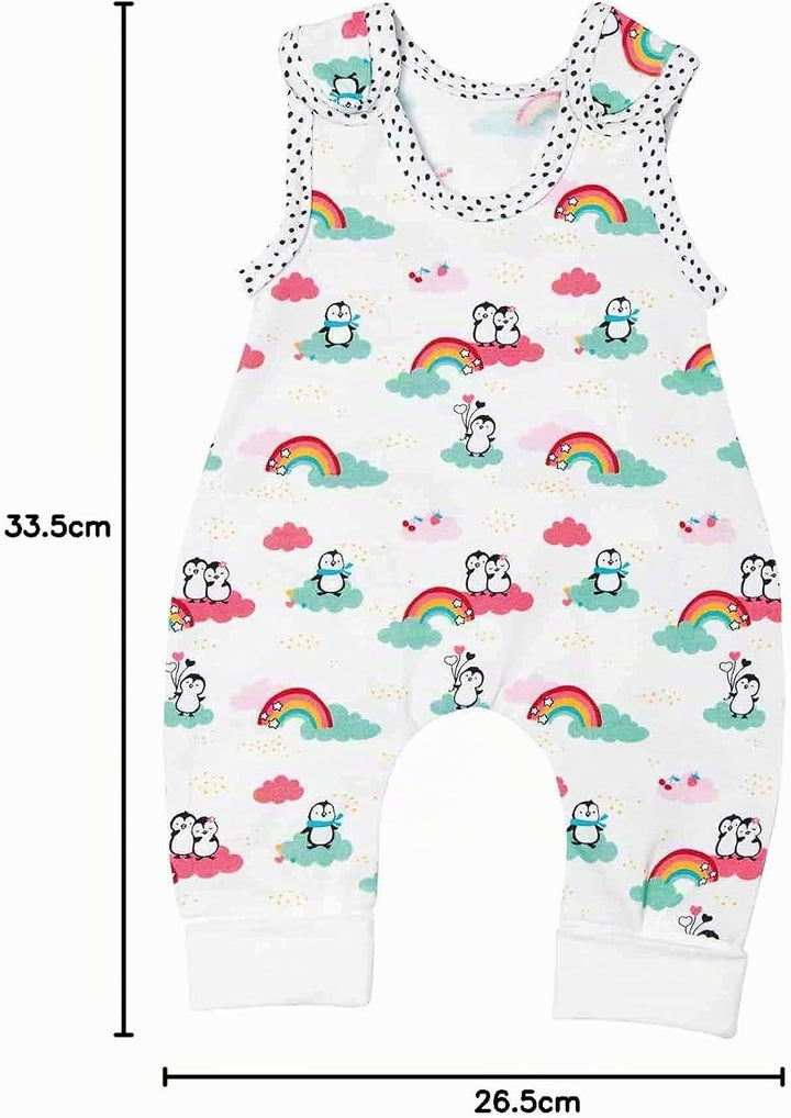 Heless 1185 - Bekleidungs-Set für Puppen im Pinguin Pünktchen Design, 2 teilig mit Strampler und T-S