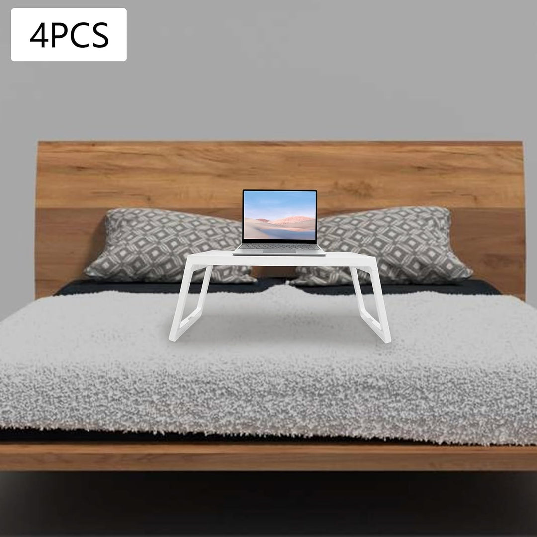 Betttablett Tisch mit klappbaren Beinen, 4er-Pack Frühstückstablett aus Kunststoff, Laptoptisch für