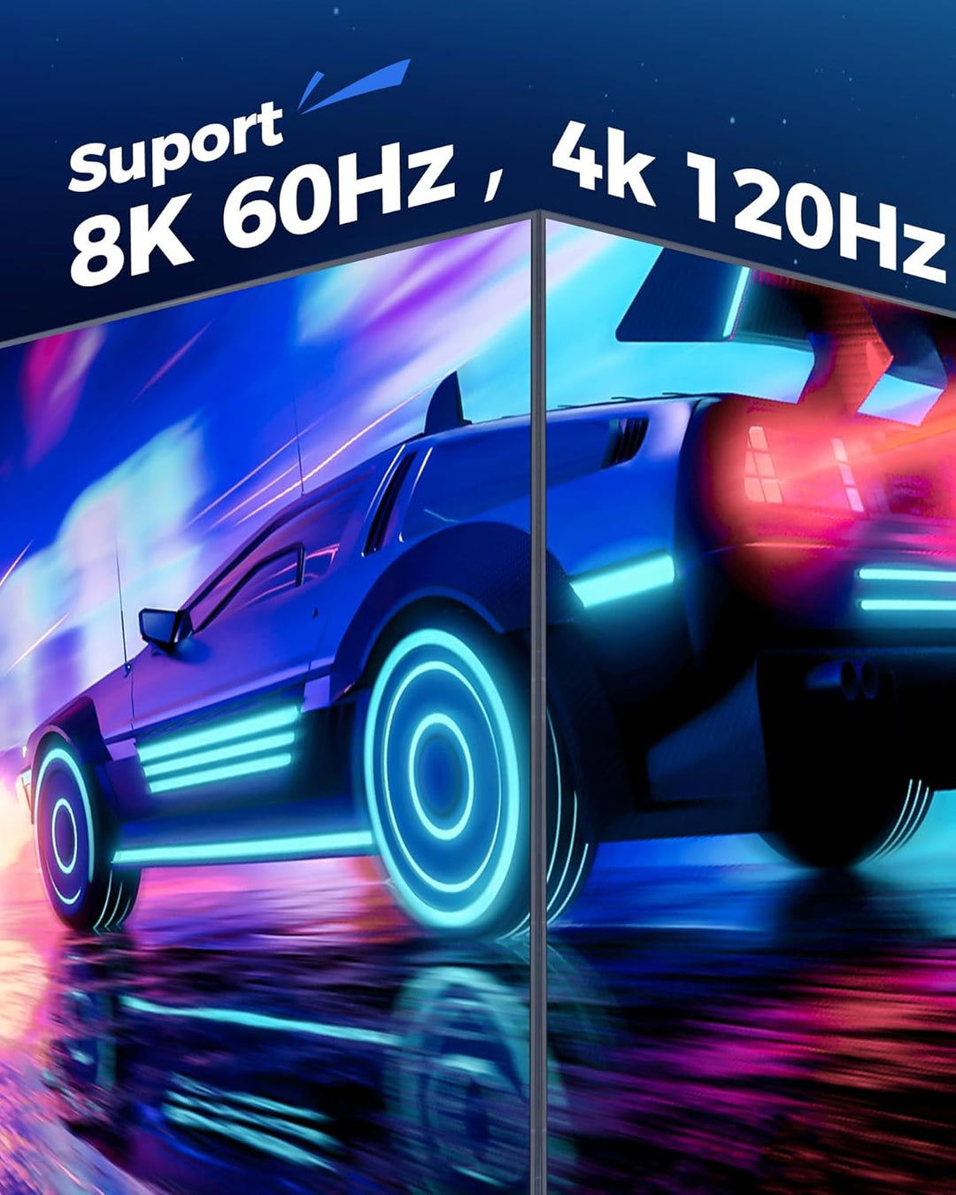 8K HDMI Kabel 4 Meter - High Speed HDMI Kabel 48Gbps, 8K 60Hz, 4K 120Hz, Geflochten, eARC, ARC, HDCP