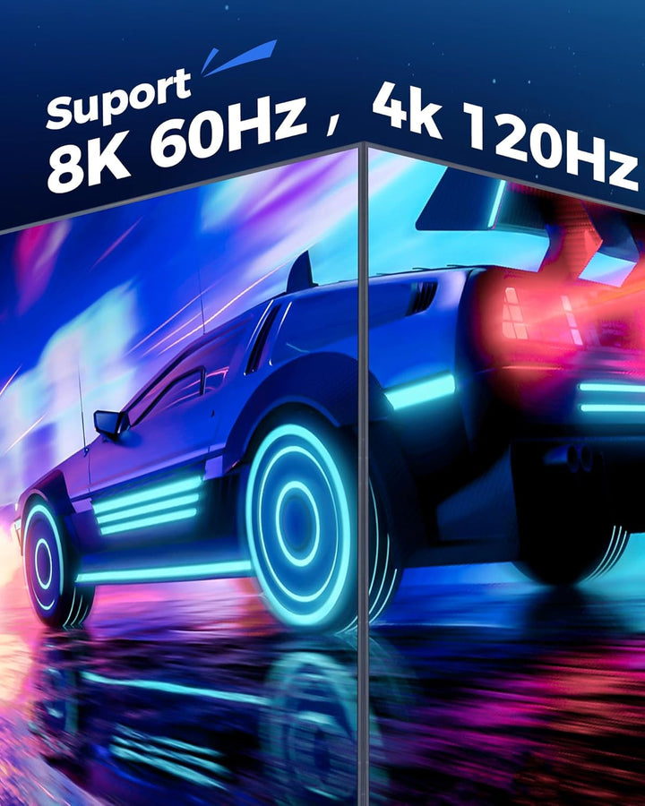 8K HDMI Kabel 4 Meter - High Speed HDMI Kabel 48Gbps, 8K 60Hz, 4K 120Hz, Geflochten, eARC, ARC, HDCP