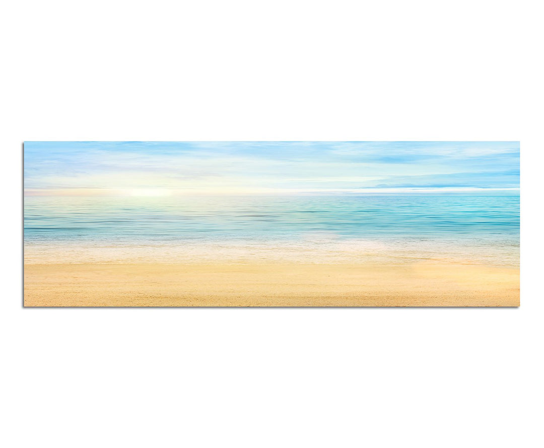 Paul Sinus Art Panoramabild auf Leinwand und Keilrahmen 150x50cm Strand Meer Sommer Sonne Wolkenschl