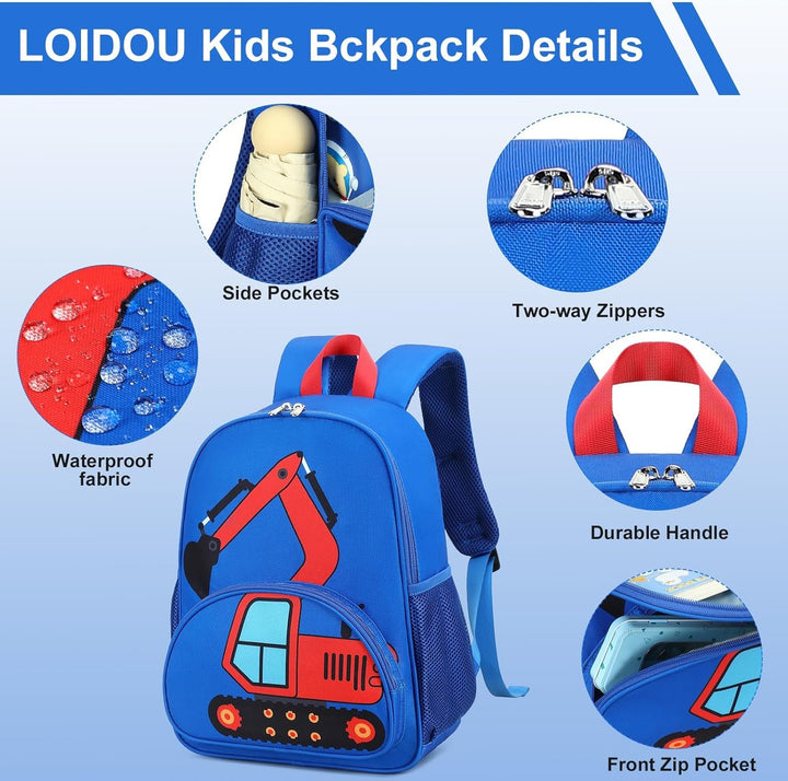 LOIDOU Kinderrucksack Jungen Kinder Rucksack Tagesrucksack Vorschulrucksack Kleinkind Kindergartenta