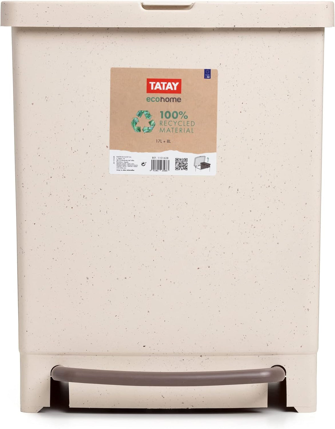 TATAY Mülleimer Mülltrennsystem 17L + 8L, 25L Gesamtkapazität, mit Pedal, 8L Separator, Polypropylen