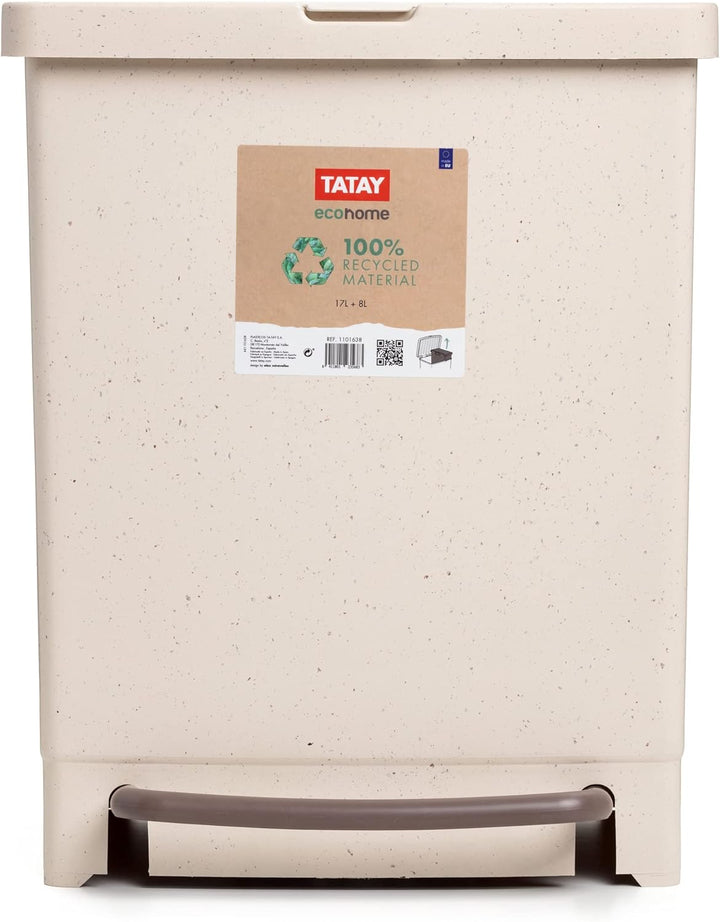 TATAY Mülleimer Mülltrennsystem 17L + 8L, 25L Gesamtkapazität, mit Pedal, 8L Separator, Polypropylen