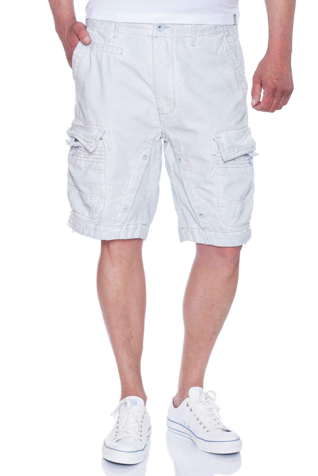Cargo Shorts 17-116 in den Farben Milky Green, Alentian (hellblau) und Beige (hellbraun), Weiss