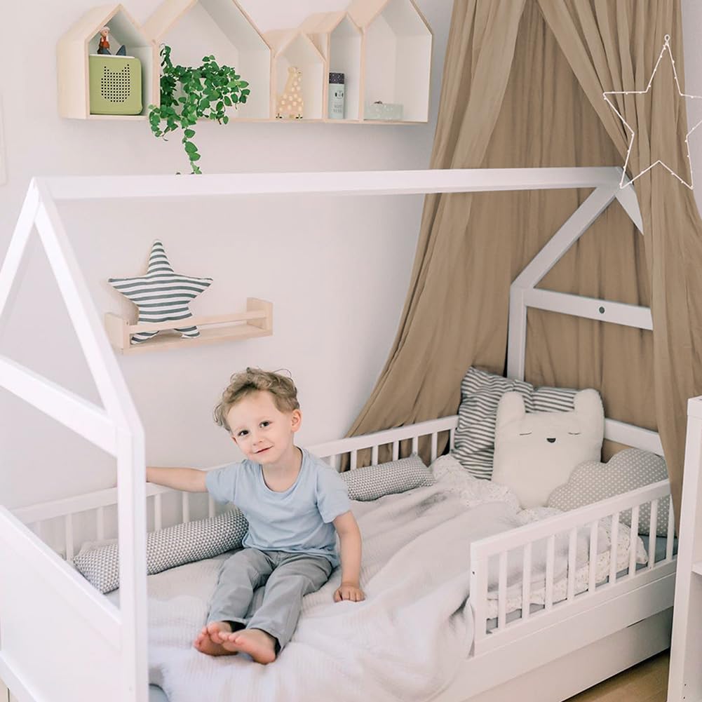 Betthimmel Babybett aus 100% Baumwolle Handmade, Betthimmel Moskitonetz 245x270 cm, Beige, Beige