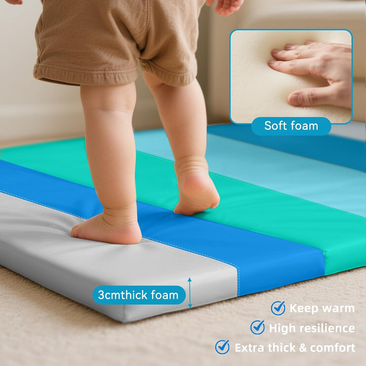 JungleDove Schaumstoff Spielmatte für Baby: 121 x 121cm PU-Leder wasserdicht Kinder Spielmatte - Bab