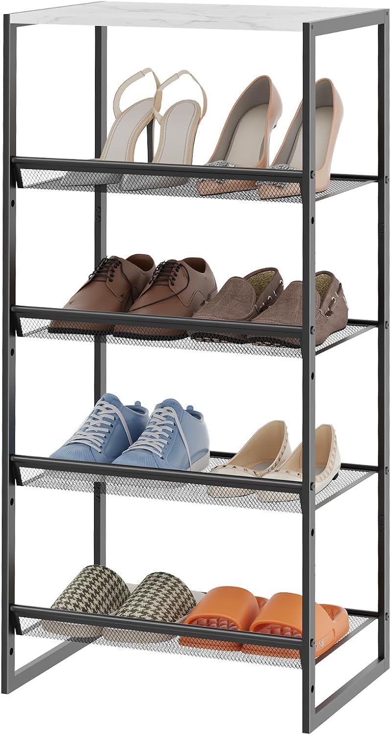Huhote Schuhregal 5 Ebenen, Schuhständer Metall, Schuhregal Klein, Schuhablage, Schuhaufbewahrung, S