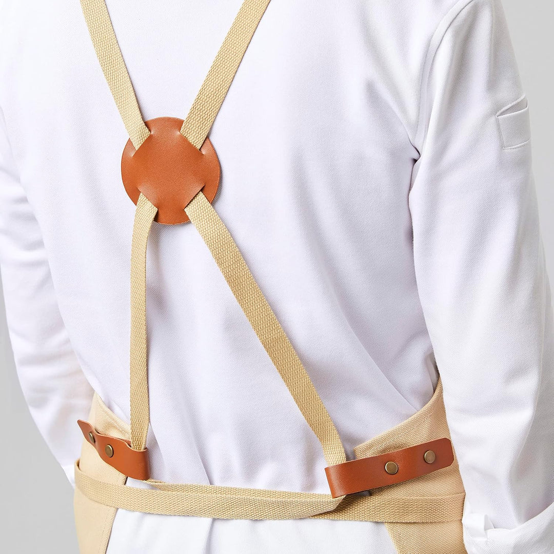 EXNER Grill- & Latzschürze aus 100% Baumwolle – Robuste Canvas-Schürze mit Taschen & Kreuzbindung –