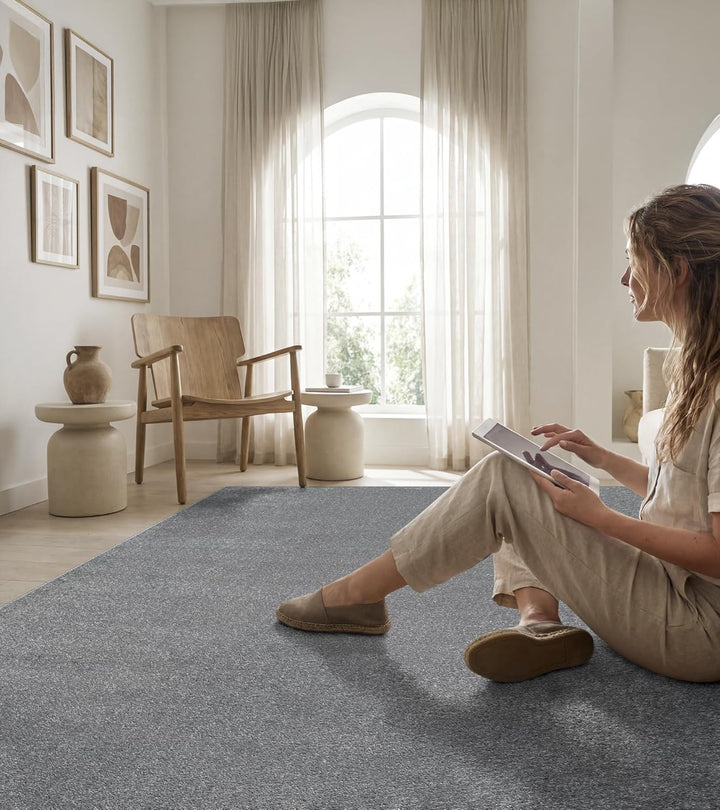 SANAT Kurzflor Teppich Wohnzimmer - Uni Modern Teppiche fürs Schlafzimmer, Arbeitszimmer, Büro, Flur
