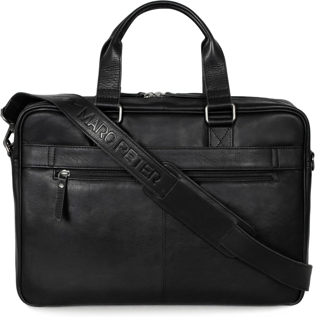 Marc Peter Laptoptasche Dallas I Leder Umhängetasche für 15.6 zoll Laptop I Aktentasche für Notebook